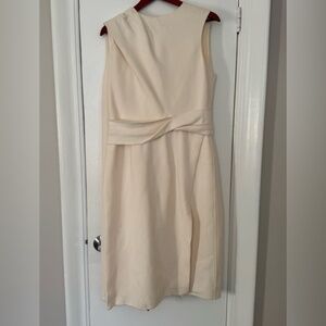 OSCAR DE LA RENTA New Sleeveless Wool Crepe Pencil Dress In Ivory Sz 12